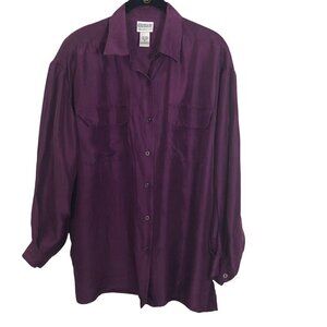 Vintage KARIN MORGAN Collection 100% Silk Button Down Long Sleeve Blouse